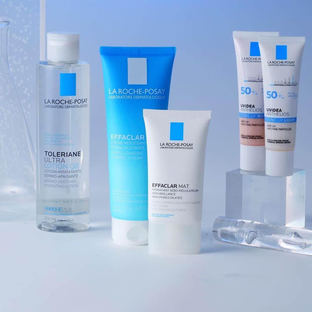 LA ROCHE-POSAY JAPAN ラロッシュポゼのインスタグラム：「. ＼本日12月10日（木）放送でご紹介のアイテムはこちら❤／ . #エファクラフォーミングクレンザー にきびの原因となる皮脂や汚れを落とす、さっぱりタイプの洗顔料！ . #エファクラマット オイリー肌、毛穴感の気になる肌の方にもおすすめ！ テカリをケアする*1さっぱりタイプの保湿ジェルクリームです。 . #トレリアン 薬用モイスチャーローション 敏感肌の日本人の肌を考えて開発された、低刺激設計*2の薬用保湿化粧水✨肌をおだやかに心地よく整え、うるおって透明感のある肌へ導きます。 . #UVイデアXLプロテクショントーンアップ SPF50+・PA++++の防御力なので、油断できない秋から冬の紫外線もしっかりカバーしてくれるとても便利なアイテム✨ピンクの #トーンアップUV は、血色感がアップし、ワントーン明るい肌の印象になります。反対にホワイトの #トーンアップUV は、くすまない透明感肌を演出します。 . *1 皮脂吸着パウダー（パーライト）による *2 すべての人に皮膚刺激がおきないわけではありません。 . 番組でもありましたが、ニキビ肌のケアのポイントはクレンジング、洗顔、保湿、日焼け対策です。ニキビがあっても忘れずに日焼け止めを塗りましょう！ . #ラロッシュポゼ #larocheposay #乾燥肌 #敏感肌 #MySkinStories #MySkinStoriesVol3 #MySkinStoriesatHome #スキンケア #敏感肌 #人気商品 #新商品 #冬 #保湿 #人気コスメ #保湿ケア #乾燥対策 #すっぴん美人 #美肌 #基礎化粧品 #低刺激設計 #美肌になりたい #肌ケア #デイリースキンケア #ゆらぎ肌」