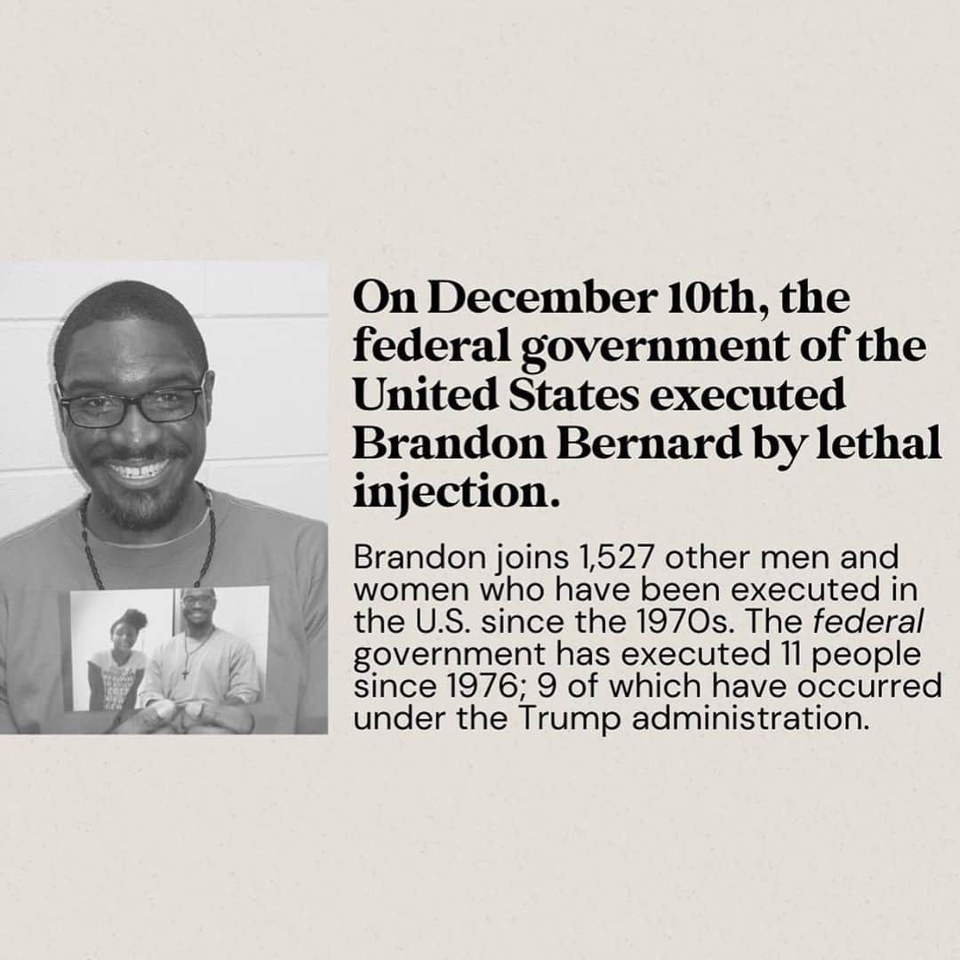 ヒル・ハーパーさんのインスタグラム写真 - (ヒル・ハーパーInstagram)「The federal government of the United States executed #BrandonBernard tonight. It’s past time we abolish the death penalty.」12月11日 12時24分 - hillharper