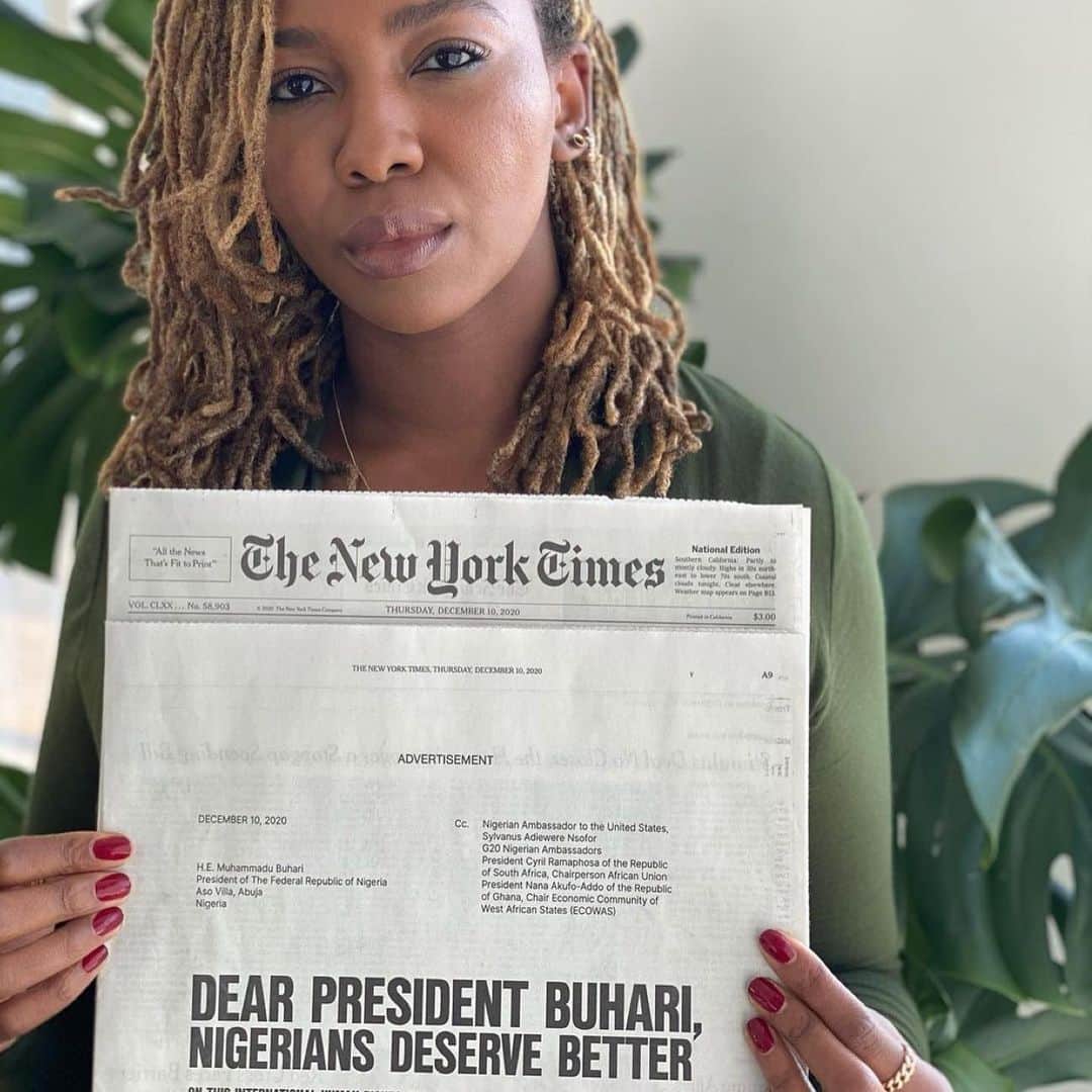 マット・マクゴリーのインスタグラム：「Repost from @opalayo: This #HumanRightsDay we’re putting the spotlight  back on #Nigeria, and the grave injustices and attacks on the #EndSARS movement by President Muhammadu Buhari and and his administration. We demand that the human rights of all Nigerians be protected. Learn more about how the Nigerian government can begin to rectify their inexcusable actions towards protestors by reading our open letter in @nytimes.  Repost from @opalayo: The message is clear. We deserve better. This #HumanRightsDay we set out to make it known in a serious way. Our eyes are set on freedom and we won’t let up. Thanks to the incredible tribe of leaders who joined in. While there are 60 listed here to reflect the 60 years since Nigeria’s independence, there are millions more where these come from. We are never alone in our struggles. Our destinies are linked; injustice anywhere is a threat to justice everywhere. Thanks to the elders, mentors, peers - activist tribe! And the lil, but mighty @diasporarising army! IG won’t let me tag everyone who contributed and signed onto this letter, but the collective is powerful. Forever grateful. ✊🏾🌍🙏🏾  Art by @laolunyc」