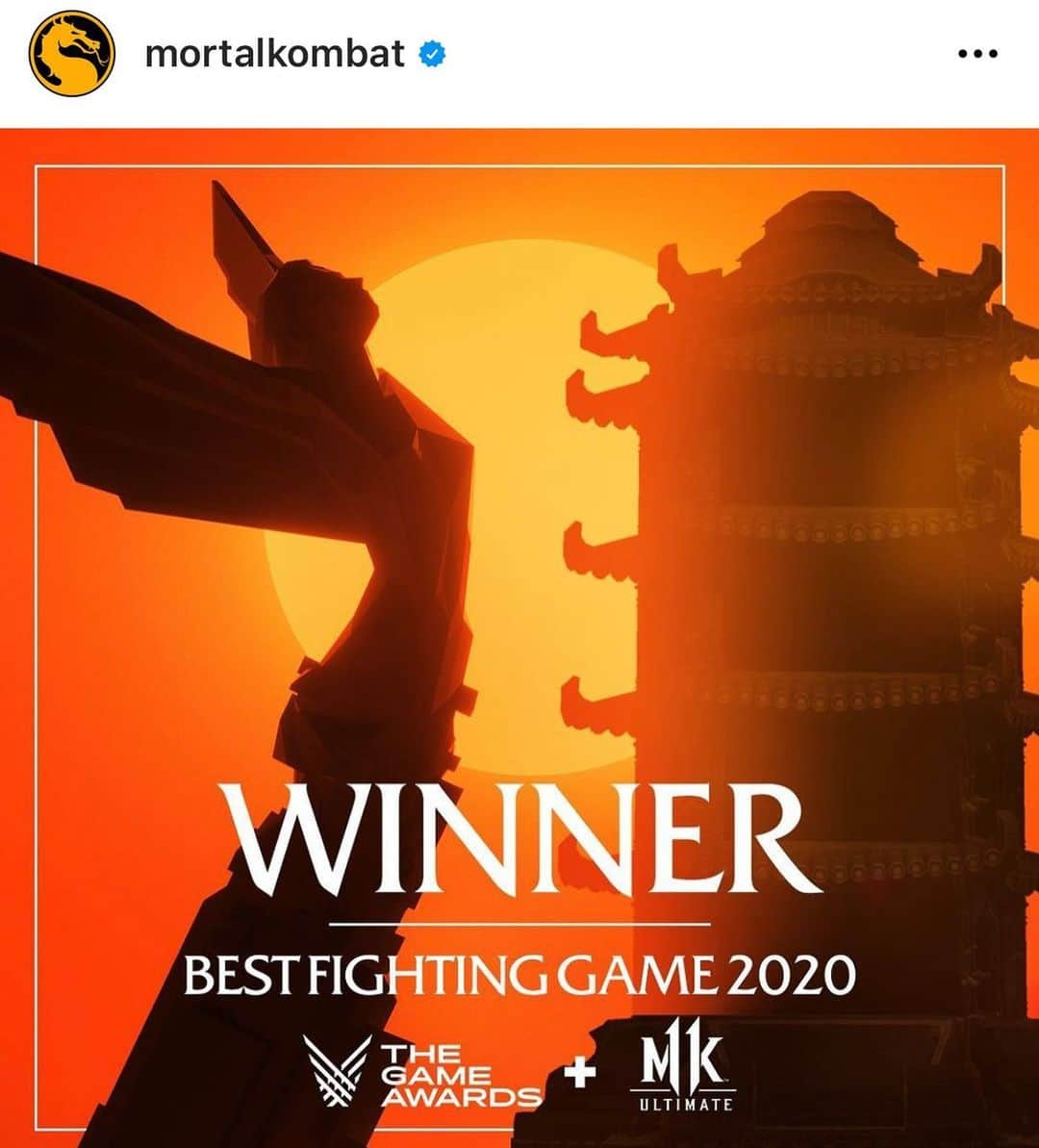 ルーディ・リンさんのインスタグラム写真 - (ルーディ・リンInstagram)「@mortalkombat MK11 Ultimate Best Fighting Game of 2020 named by the Video Game Awards.  It’s been almost 30 years since Ed Boon and John Tobias created the world of Mortal Kombat and it is still The Champ.   Here’s to still being at the top our games in 30 years. Asians don’t raisin baby...and Liu Kang never dies! 🐉   #mortalkombat #mk11 #liukang #mortalkombat11 #champion #fatality」12月12日 5時29分 - ludilin