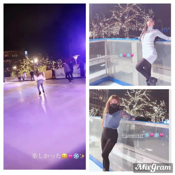 EMYのインスタグラム：「久しぶりのお休みは仲良しのみんなでクリスマス会🎄💓  アイススケートしました(スケート) ホットワインも飲んだよ✨ いっぱい笑った😊  愛が溢れてるー可愛い愛しいみんなと。 ハッピー❄️✨  12月はモリモリお仕事頑張って、やれることやれるだけやって、また新しい夢見たい💖  ぽわんぽわんぽわーん🌟✨✨✨  今日はレッスン終わって、久しぶり、ゆっくり出来てほっこりです☺️  みなさんも良い夜をお過ごし下さい🌙✨  ありがとう💓 @aimi0117 & @kaoriaamor  ❄️💓❄️💓❄️」