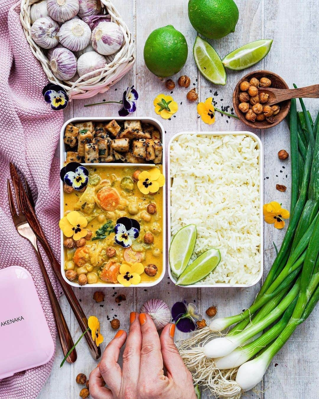 TAKENAKA BENTO BOXさんのインスタグラム写真 - (TAKENAKA BENTO BOXInstagram)「Spicy Tofu served with basmati rice and creamy coconut curry made by the talented @danistrailcooking🌼⁠ _⁠ ⁠Check out the recipe in our INTO THE BOX blog! Link in bio.」12月11日 23時01分 - takenakabento