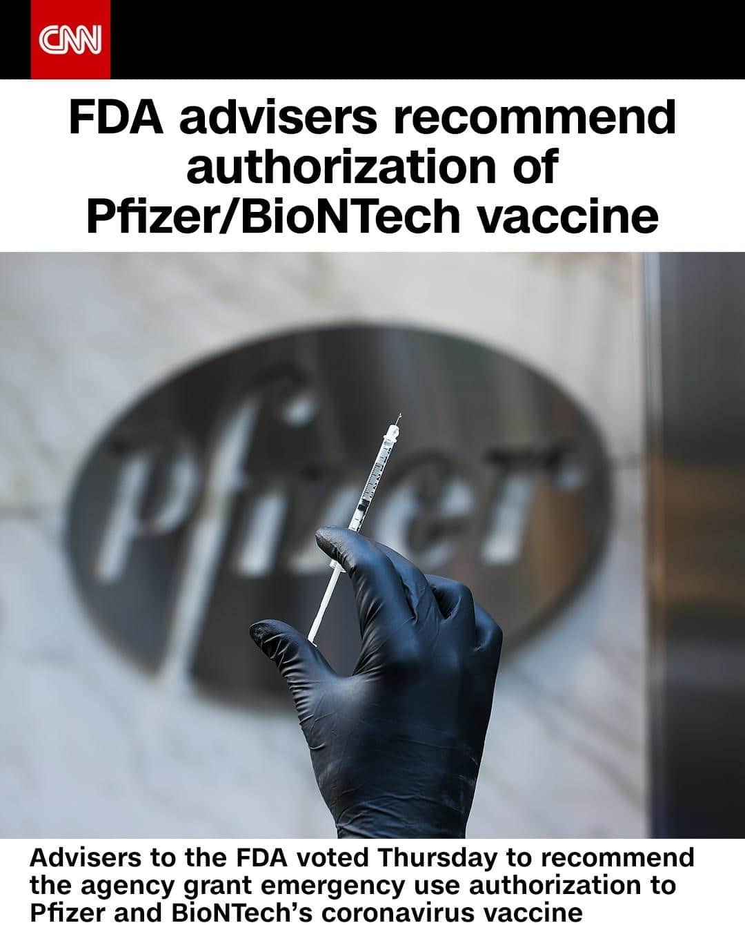 CNNさんのインスタグラム写真 - (CNNInstagram)「Vaccine advisers to the US Food and Drug Administration voted Thursday to recommend the agency grant emergency use authorization to Pfizer and BioNTech's coronavirus vaccine. Seventeen members of the Vaccines and Related Biological Products Advisory Committee voted yes, four voted no and one abstained. "The question is never when you know everything. It's when you know enough and I think we know enough now to say that this appears to be our way out of this awful, awful mess," Dr. Paul Offit, director of the Vaccine Education Center at Children's Hospital of Philadelphia and a member of the committee, said. "That's why I voted yes." Tap the link in our bio to learn more.⁠ ⁠ (📸: Tayfun Coskun/Anadolu Agency via Getty Images)」12月12日 0時10分 - cnn