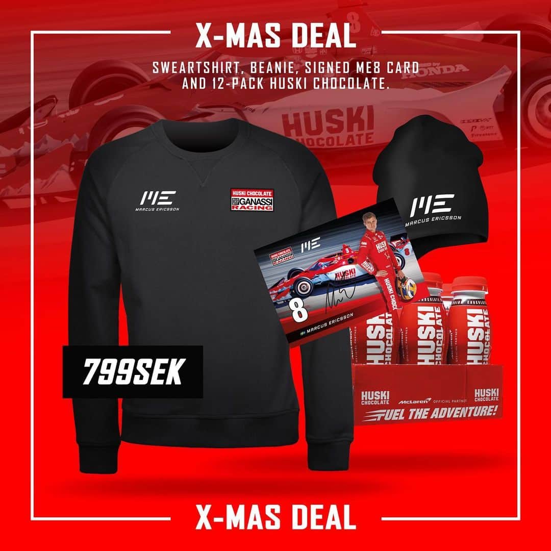 マーカス・エリクソンのインスタグラム：「After the success with the Christmas gift including the ME8 cap and @huskichocolate we’ve now made another one. Follow the link in my bio and story to order yours! Order by this Sunday 11pm (European time) to make sure you get it delivered before Christmas Day 🎅🏻 #ME8」