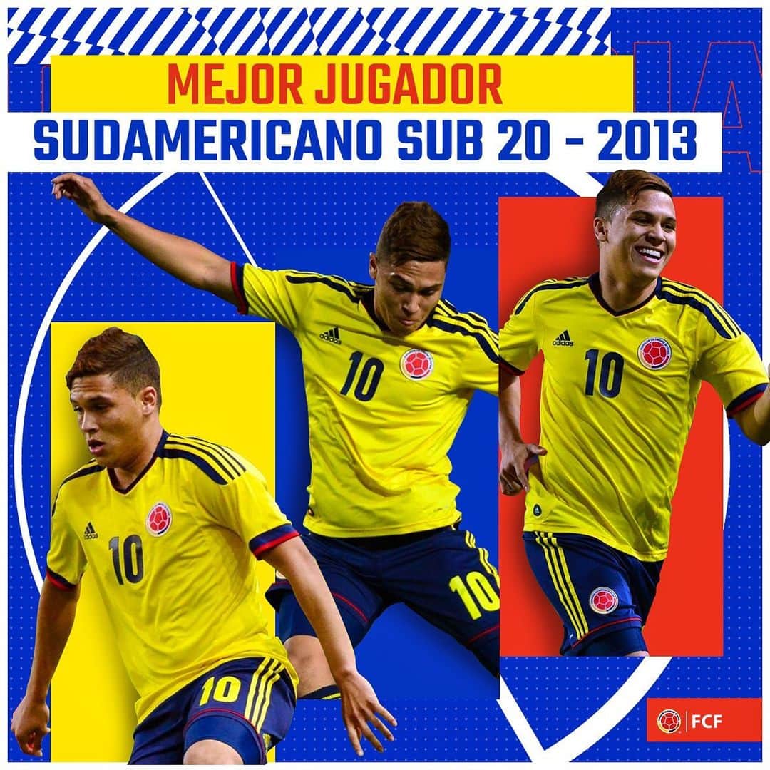 サッカー コロンビア代表チームのインスタグラム：「#EnModoSub20  En 2013 @juanferquinterop fue escogido el mejor jugador del Sudamericano jugado en Argentina, ganado por nuestra Selección 🏆  #VamosColombia 🇨🇴」