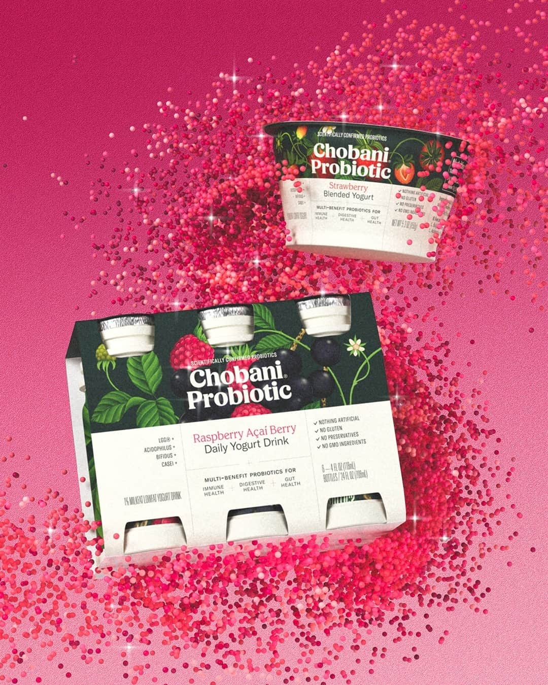 Chobaniのインスタグラム：「Did you know? 70% of our immune system lives in our gut. New Chobani® Probiotic yogurt contains billions of multi-benefit probiotics that support immunity, digestion, and gut health. Now the only question left to answer is: Cup? Or drink? Tell us in the comments!」