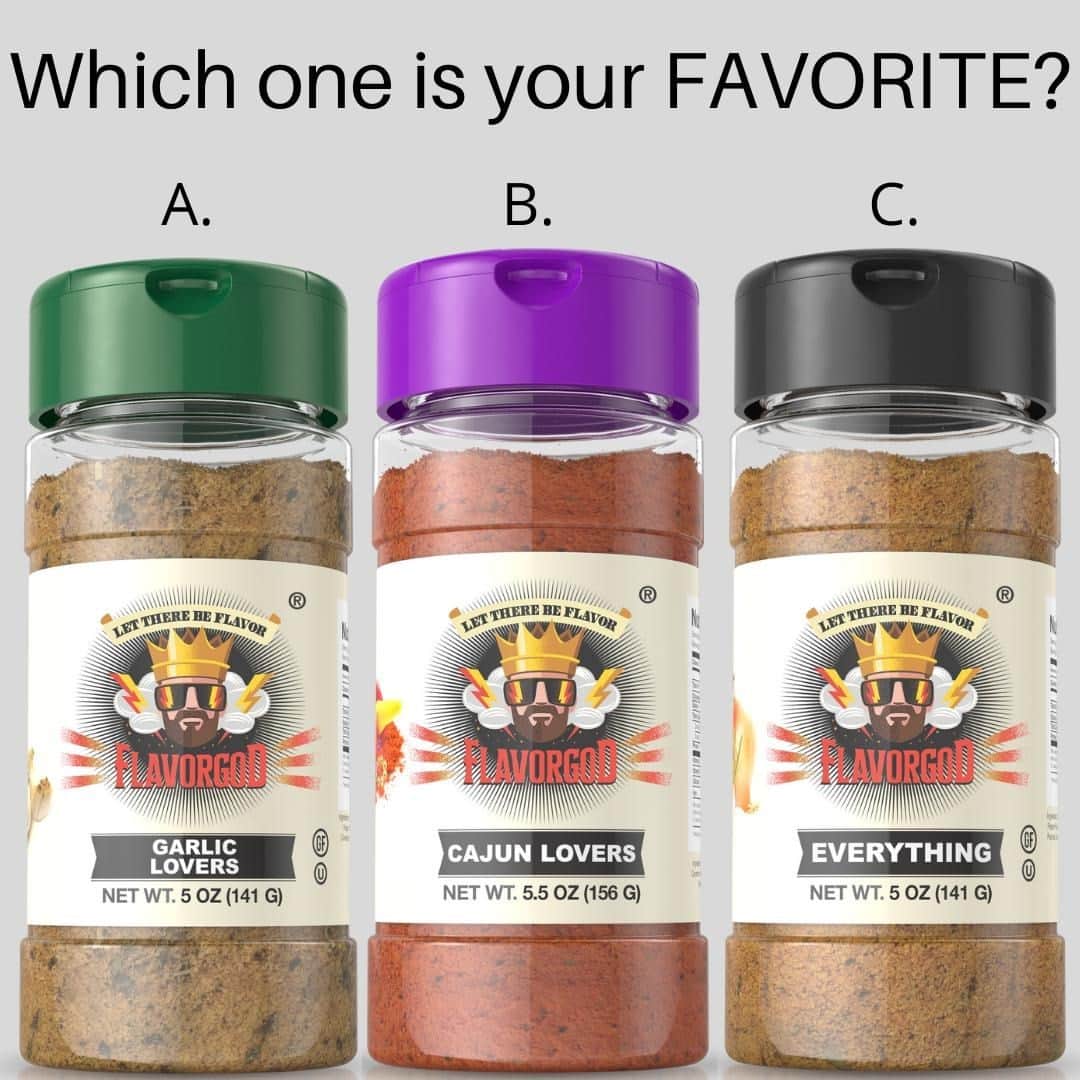 Flavorgod Seasoningsさんのインスタグラム写真 - (Flavorgod SeasoningsInstagram)「A, B or C!? Some of our Customer Favorites⁠ -⁠ Add delicious flavors to your meals!⬇️⁠ Click link in the bio -> @flavorgod  www.flavorgod.com⁠ -⁠ Flavor God Seasonings are:⁠ 💥 Zero Calories per Serving ⁠ 💥 KETO & PALEO⁠ 💥 VEGAN Options ⁠ 💥 Low Salt⁠ 💥 GLUTEN FREE & KOSHER⁠ 💥 NO MSG⁠ 💥 DAIRY FREE Options⁠ 💥 All Natural & Made Fresh⁠ 💥 Shelf life is 24 Months⁠」12月12日 4時02分 - flavorgod