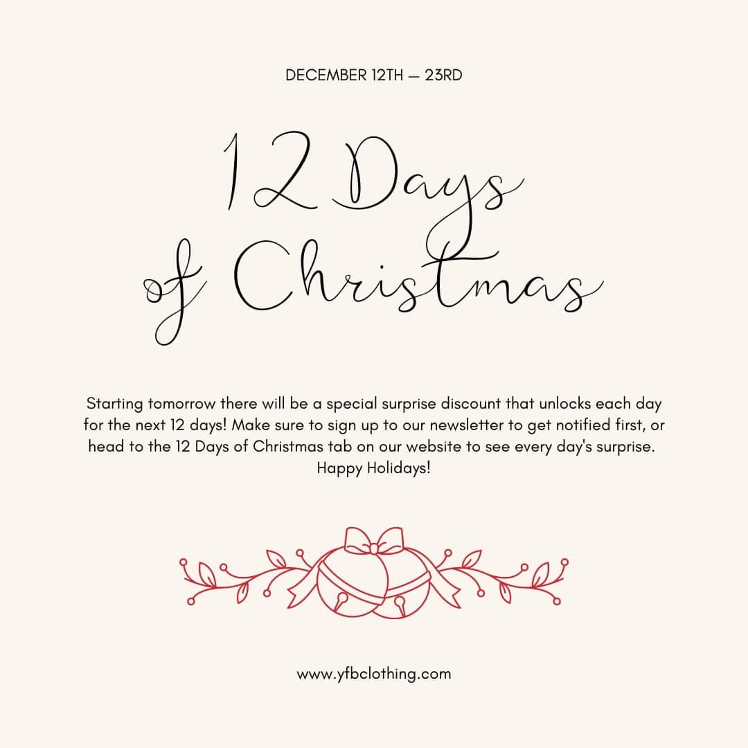 ヤング・ファビュラス&ブロークのインスタグラム：「So many surprises coming! 🎄 Sign up to our newsletter to get first access or head to our 12 Days of Christmas tab on our website to see every day's surprise ✨#happyholidays #12daysofchristmas #yfbclothing」
