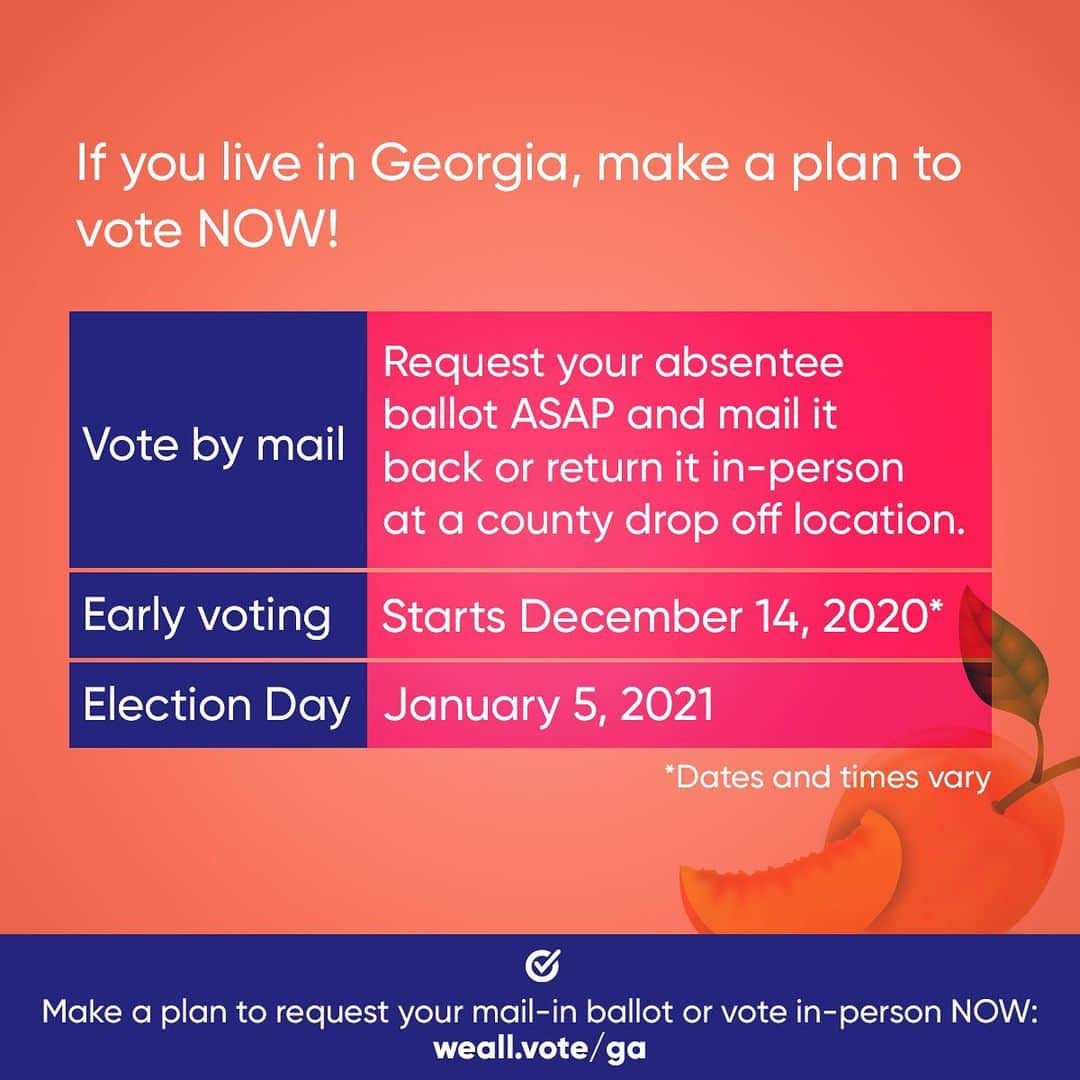 ミシェル・オバマさんのインスタグラム写真 - (ミシェル・オバマInstagram)「Georgia, let’s do this one more time! The runoff elections for the U.S. Senate are on Tuesday, January 5th, and early voting starts this Monday, December 14th. Go to the link in my bio to get the information you need to make your plan to vote.」12月12日 8時45分 - michelleobama