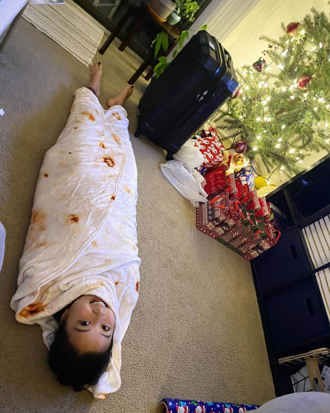 ミン・ユラのインスタグラム：「Yura BURRITO #burritoblanket #christmas」