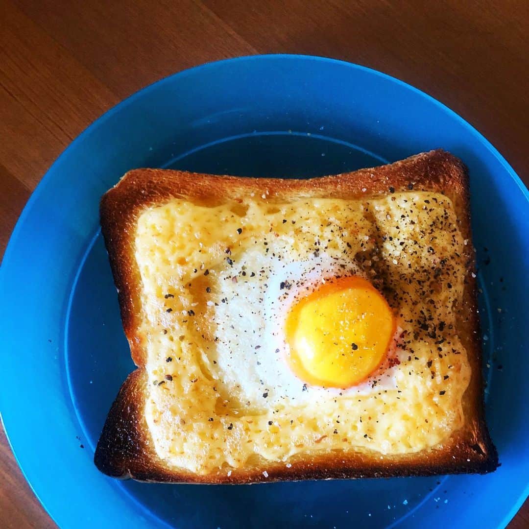 ちゃんまいさんのインスタグラム写真 - (ちゃんまいInstagram)「2分でできるどうでもいい超好きな朝ごはん #ちゃんまい雑めし #お皿も雑 #eggtoast」12月12日 12時31分 - dakko_shite_cho3