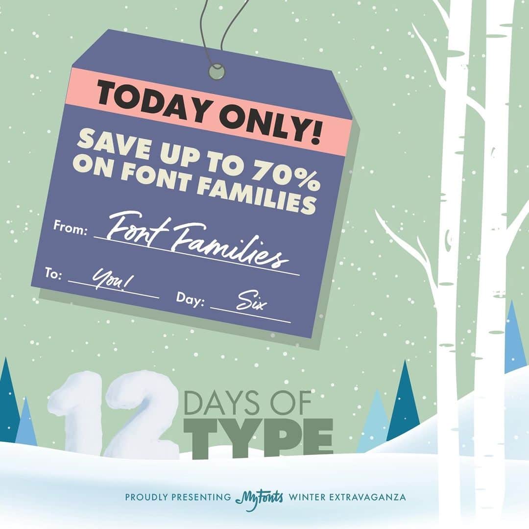 myfontsのインスタグラム：「It’s day 6 of our #12Days of #Type series of 1-day flash sales; today (and tomorrow!) we’ve got big savings on 29 font families from 7 special foundries.   First up, 2 from #StudioSun: Brice at 50% off: https://bit.ly/3qR3iXV Gliker at 65% off: https://bit.ly/3maIJ5k  #design #typography #graphicdesign #fontsale #fonts #type #lettering #typesetting #discount #art #letters」