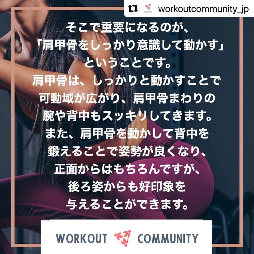 Beauty Of Pilates by Asamiさんのインスタグラム写真 - (Beauty Of Pilates by AsamiInstagram)「ラグリーフィットネスと背中・肩甲骨まわりのトレーニングのお話。  #Repost @workoutcommunity_jp with @make_repost ・・・ ・ トーンド・ボディをつくるワークアウト その2 〜背中スッキリ編〜 ・ まずは自分の背中を知るところから始め、みんなで背中美人になりましょう！ ・ 動画つきコラムはホームページへ✨  プロフィールのURLからホームページに飛べます！ぜひ読んでみてください❣️ ・ ・ #ワークアウトコミュニティjp #workoutcommunityjp #5時起き #朝活 #朝活トレーニング #早朝トレーニング #早朝ワークアウト #ワークアウト動画 #トレーニング動画 #オンラインレッスン　#オンラインフィットネス #背中トレ #肩甲骨 #コラム #筋トレ女子 #筋トレ #ラグリーフィットネスbyasami #ラグリーフィットネス #コロナ太り解消 #トライセプスプレス #後ろ姿美人 は #背中美人 #背中トレーニング #背中鍛えたい」12月12日 19時38分 - lagreepink