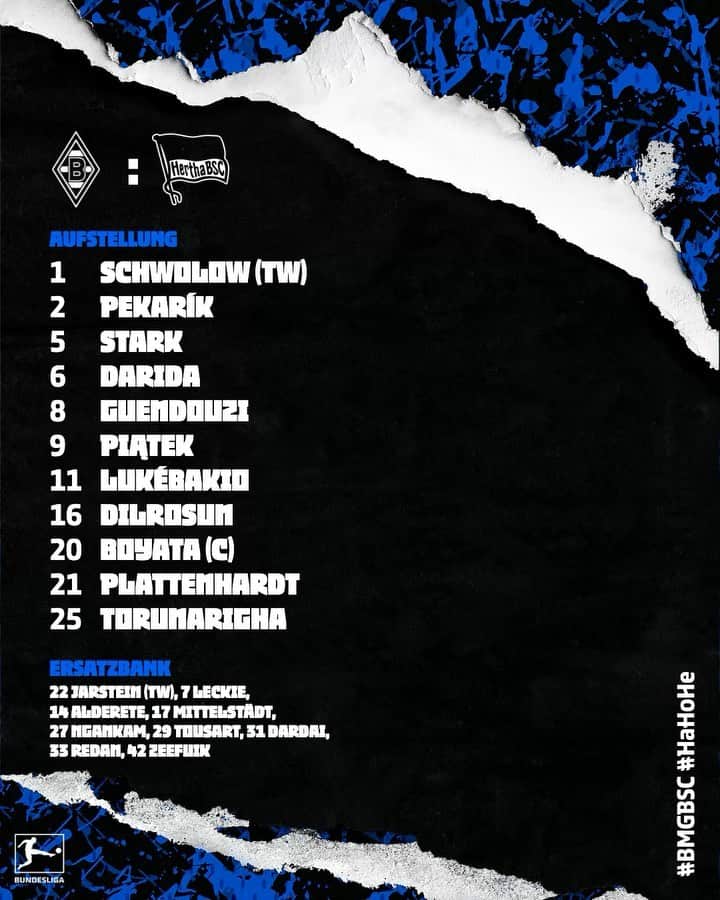 ヘルタ・ベルリンのインスタグラム：「Unsere Start-1️⃣1️⃣ für #BMGBSC! 💥 . . #HaHoHe #herthabsc」