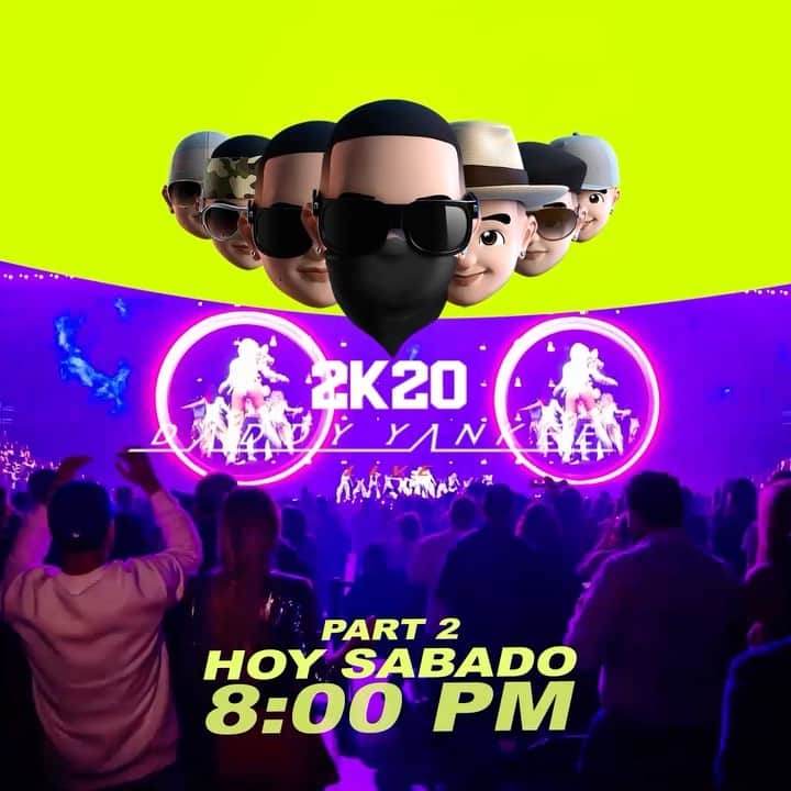 のインスタグラム：「🚨 Hoy SÁBADO 🚨 8pm [Et] Se prende el party en tu casa con el mejor concierto de Reggaeton que JAMAS  hayas visto [Totalmente Gratis] #DY2k20 Estos son mis invitados : @badbunnypr @lunay @nickyjam @wisin @yandel y por supuesto TODOS USTEDES. Que se prenda el FUEGOOOO 🔥🔥🔥🔥🔥 #Daddyyankee #Badbunny #lunay #nickyjam #wisinyyandel [Activa la 🔔] @youtube / DaddyYankee 🇵🇷」