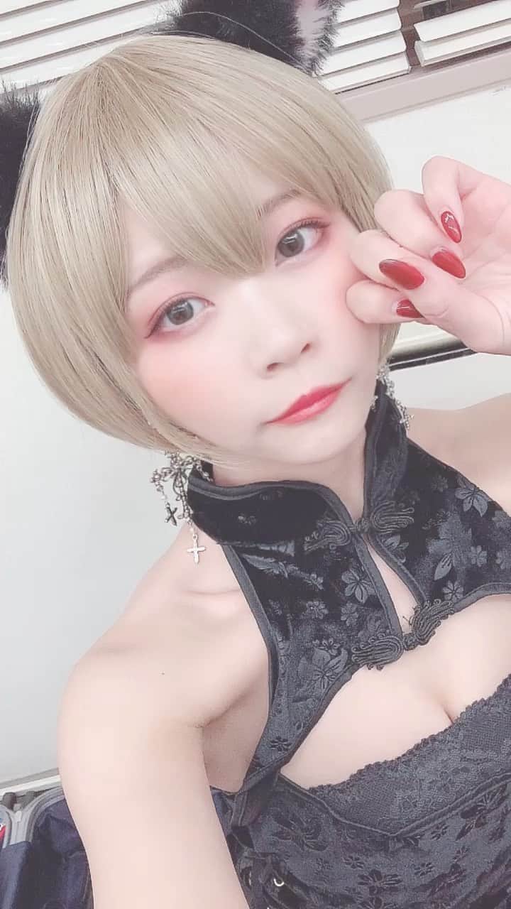 白波瀬ミキティ。のインスタグラム：「にゃん💓 . . . . #リール #動画 #ねこ #catgirl  #cosplayphotography  #金髪ショート  #チャイナ #グラビアアイドル #コスプレイヤー #kawaii #selcagram #ootd #ootdfashion #instagood #自撮り界隈 #自撮り #美男美女と繋がりたい  #f4f  #셀카 #셀카그램 #좋아요반사  #selfie #エモい  #美男美女 #美脚 #フェチ #かわいい #アニメ #animecos」