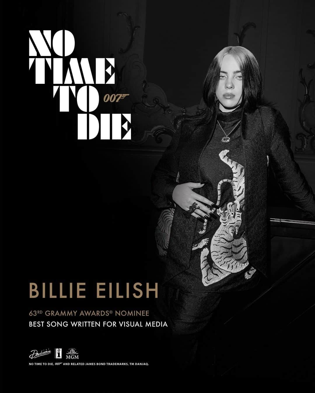 James Bond 007さんのインスタグラム写真 - (James Bond 007Instagram)「ICYMI @billieeilish has been nominated for a GRAMMY award for her theme song for NO TIME TO DIE. The 63rd award ceremony takes place on 31 January.」12月13日 2時00分 - 007