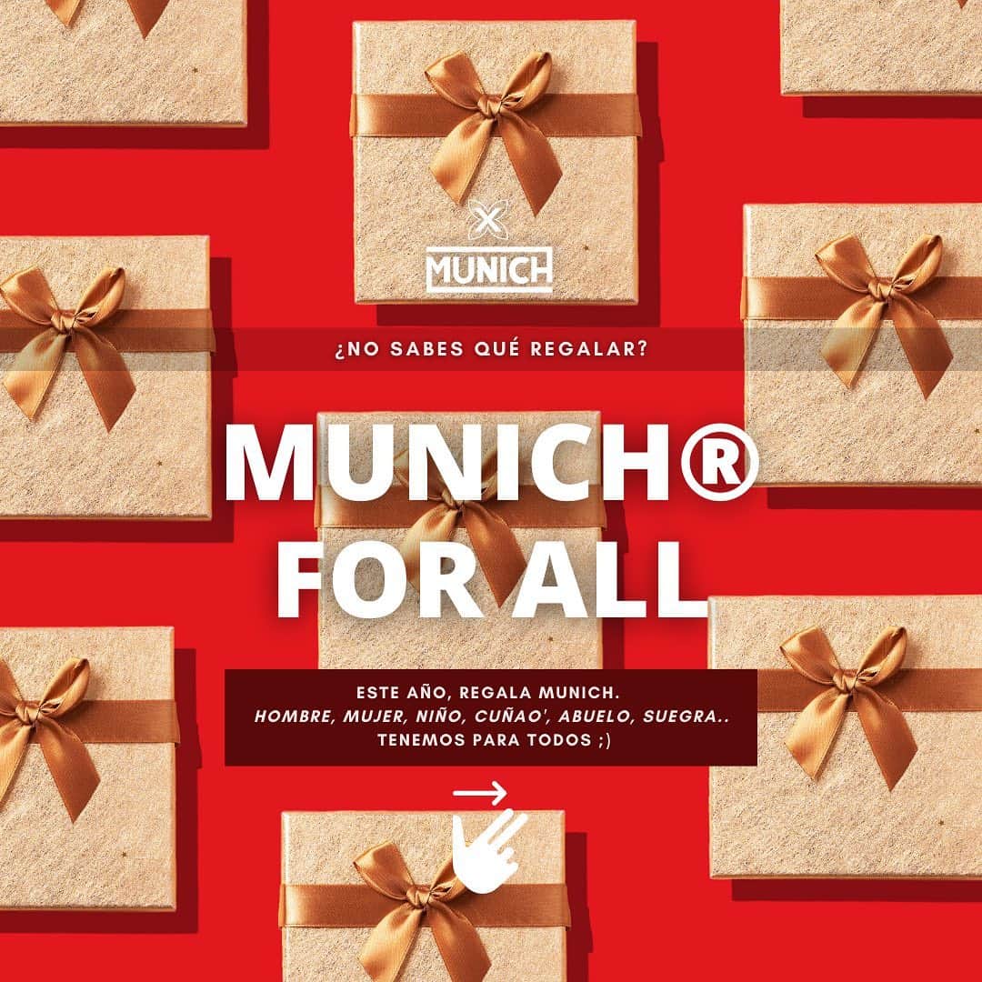 ミュニックのインスタグラム：「𝗠𝗨𝗡𝗜𝗖𝗛 𝗙𝗢𝗥 𝗔𝗟𝗟 👏💯 Este año, ¡regala MUNICH! Tenemos de todo para todos 😏👟  Consigue el regalo perfecto 👉 www.munichsports.com   #MunichSports #MunichForALL #regalaMUNICH #regalosespeciales」