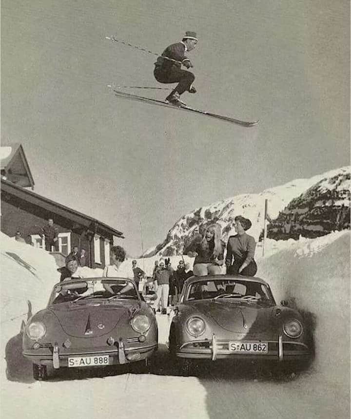オリバーピープルズさんのインスタグラム写真 - (オリバーピープルズInstagram)「Egon Zimmermann jumps a Porsche in 1956. Photography by Hans Truöl. #OPinspiration ⁠ ⁠」12月13日 4時01分 - oliverpeoples