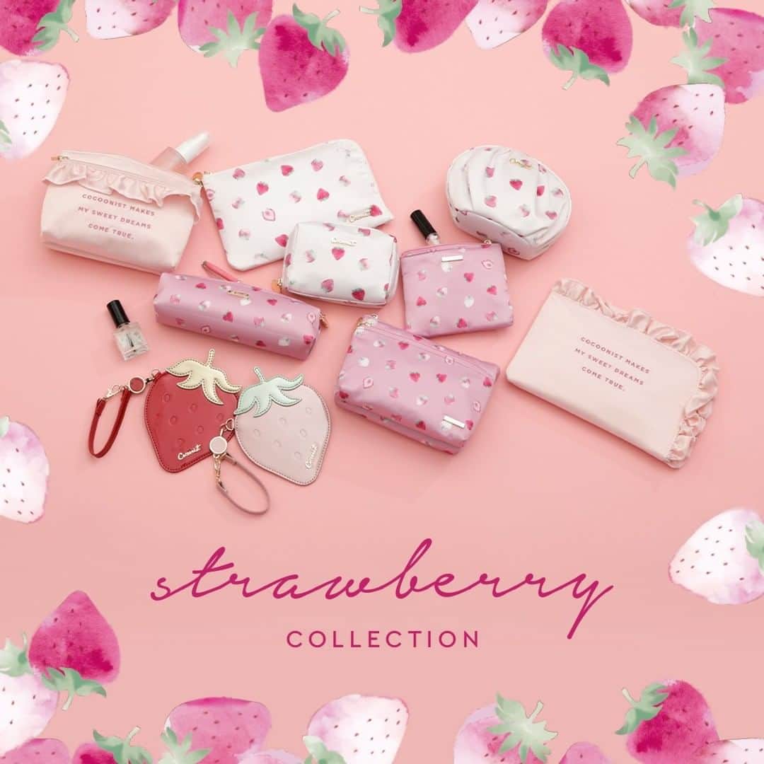 Cocoonistのインスタグラム：「皆さんが選ぶ、お気に入りのストロベリーアイテムはどれですか？💓 Cocoonistでは、ストロベリーのチャームを飾ったポーチやダイカットデザインのパスケースなど、バッグの中を華やかにしてくれるアイテムをご用意しています✨ お出かけの際は、大人可愛いストロベリーのアイテムを持ち歩いて気分を上げて過ごしてくださいね🍓 ・ #Cocoonist #コクーニスト」