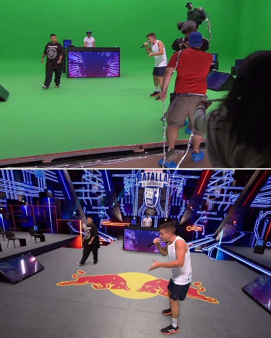レッドブルのインスタグラム：「a behind-the-scenes like you’ve never seen before 👀 it's only @redbullbatalla, the world's biggest freestyle rap competition👏 (and this year it's virtual) 🎥  who's ready to be crowned champion? in 2019 it was one of the *biggest* live music events on YouTube 👉 so don’t miss the long awaited Red Bull Batalla de los Gallos World Final 2020 LIVE now on Red Bull TV 🎙 💥   hit the ~ link in bio ~ for more info #redbull #givesyouwiiings #redbullbatalla #freestyle #freestylerap #hiphop #spanishrap」