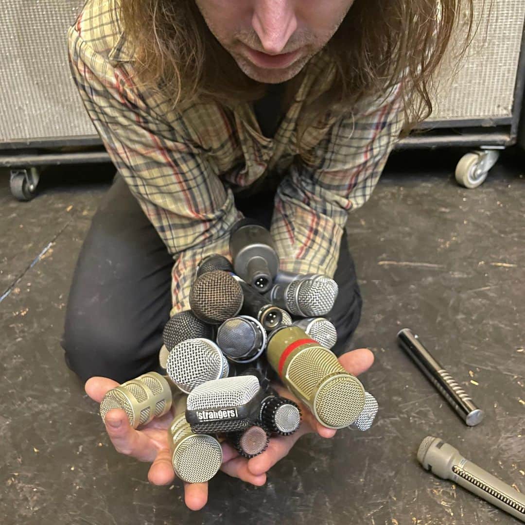 A Place to Bury Strangersのインスタグラム：「Getting the mics out for the live stream tonight on smhoak.city or twitch.tv/smhoak ill be on around 11:30pm eastern staggered time.」