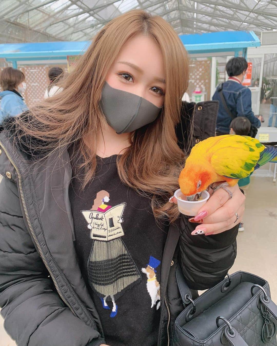 あゆぽよのインスタグラム：「🦜  昔、インコを飼っていたんですよ 外に出しても名前を呼ぶとちゃんと肩に帰ってきてたんですよ ある日、外に出したら今かと思ったのか空へ羽ばたいて行きました🤣  ぴえん🤣  それを思い出した笑笑 めっちゃ楽しかった✌️  #静岡 #静岡県 #静岡観光 #掛川花鳥園 #掛川花鳥園🐦 #インコ #ぴえんな話」