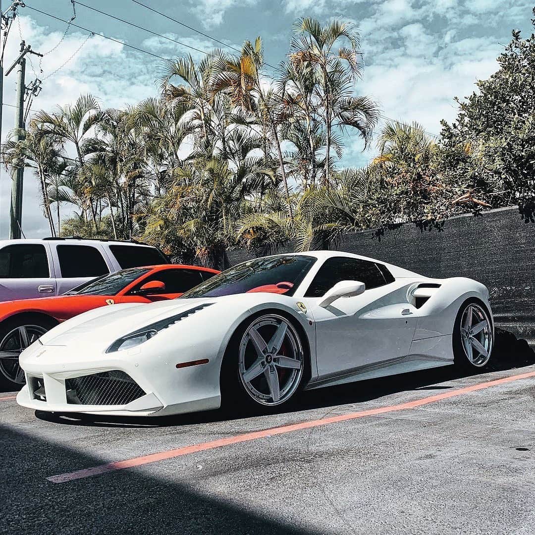 CARLiFESTYLEさんのインスタグラム写真 - (CARLiFESTYLEInstagram)「White Ferrari 488 GTB slammed on @anrkywheels 👍🏽or👎🏽? #carlifestyle」12月13日 11時00分 - carlifestyle