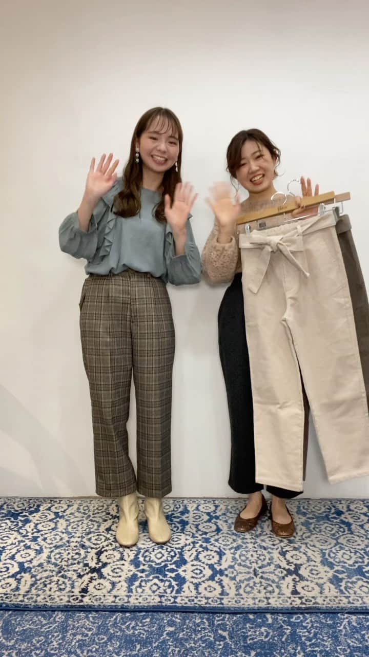 のインスタグラム：「『 今GETしたい♡パンツ特集！ 』﻿ ﻿ ＿＿＿＿＿＿＿＿＿＿＿＿﻿ ﻿ ﻿ staff @flower_yagi 160cm﻿ ﻿ 着用アイテム﻿ ﻿ ・tiny butterfly blouse﻿ ¥7,980+tax﻿ ﻿ ・warmy check pants﻿ ¥9,480+tax﻿ ﻿ ﻿ staff @flower_funahashi 154cm﻿ ﻿ 着用アイテム﻿ ﻿ ・fluff lace top﻿ ¥7,980+tax﻿ ﻿ ・charming dot pants﻿ ¥9,480+tax﻿ ﻿ ﻿ ＿＿＿＿＿＿＿＿＿＿＿＿」