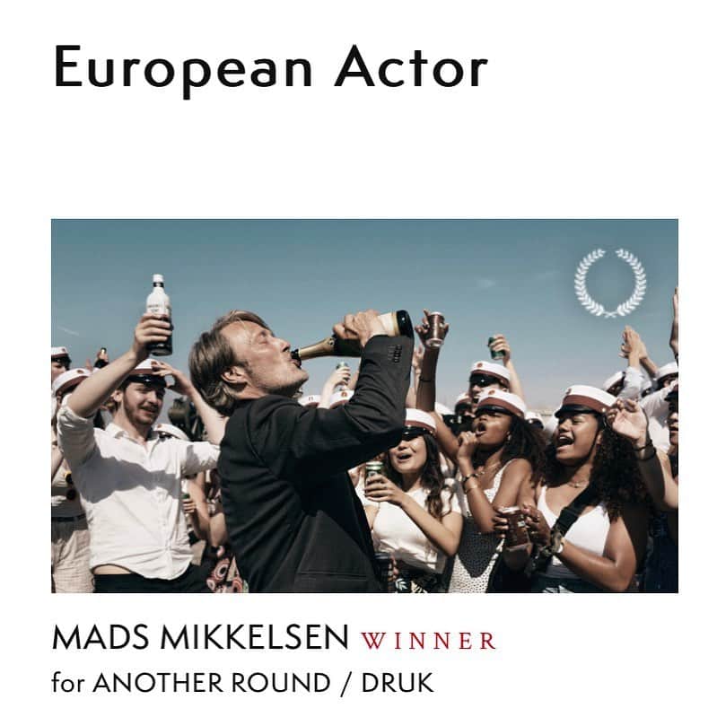 マッツ・ミケルセンさんのインスタグラム写真 - (マッツ・ミケルセンInstagram)「Mads & ‘Another Round’ wins 🏆🏆🏆🏆 @eurofilmawards   in the categories European Screenwriter 2020 European Actor 2020 European Director 2020 European Film 2020」12月13日 17時14分 - theofficialmads