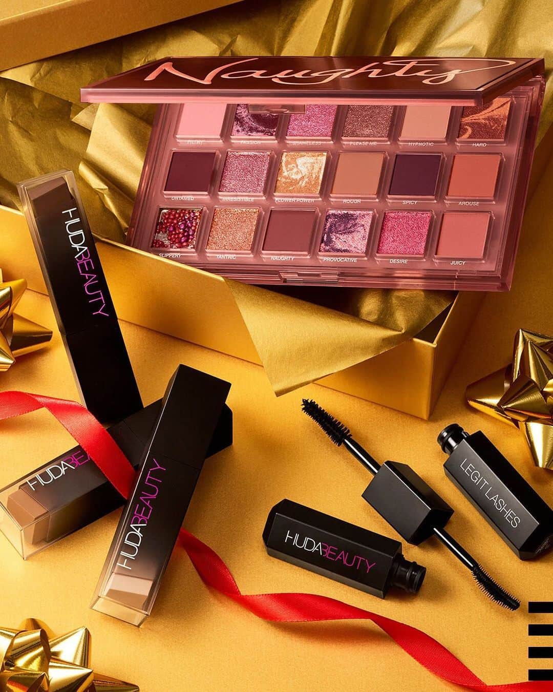 セフォラさんのインスタグラム写真 - (セフォラInstagram)「If you’ve been naughty, Santa may leave you coal 🎅🏽, but @hudabeauty will leave you these festive makeup essentials 🎁 (that Naughty Nude Eyeshadow palette 🤤)  … HUDA BEAUTY Naughty Nude Eyeshadow Palette  HUDA BEAUTY LEGIT LASHES Double-Ended Volumizing and Lengthening Mascara  HUDA BEAUTY #FauxFilter Skin Finish Buildable Coverage Foundation Stick」12月14日 3時23分 - sephora