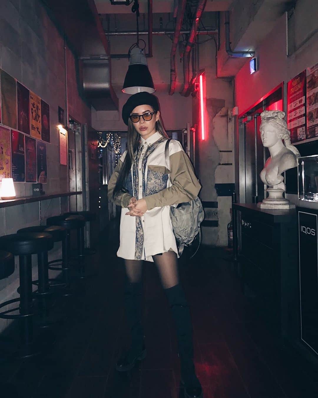 藤川ありすのインスタグラム：「__ alice's outfit. この前のコーデ、たまにはこっち系。 アウターは豹柄のコート着たよ🐆 シャツは @_juemi_」