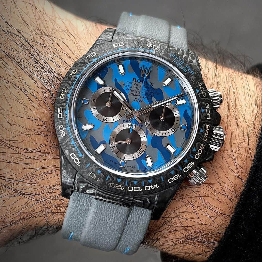 WATCHMANIAさんのインスタグラム写真 - (WATCHMANIAInstagram)「The Daytona Military Blue project is yet again a rare and special timepiece by @diw_official , limited to only 5 pieces it continues the “Military” series. Limited to only 5 pieces, is there a chance to get it?  #DiW #DiW_watch #DiW_official #RolexDiW #customrolex #watchcollector #rolexwatch」12月13日 21時30分 - watchmania