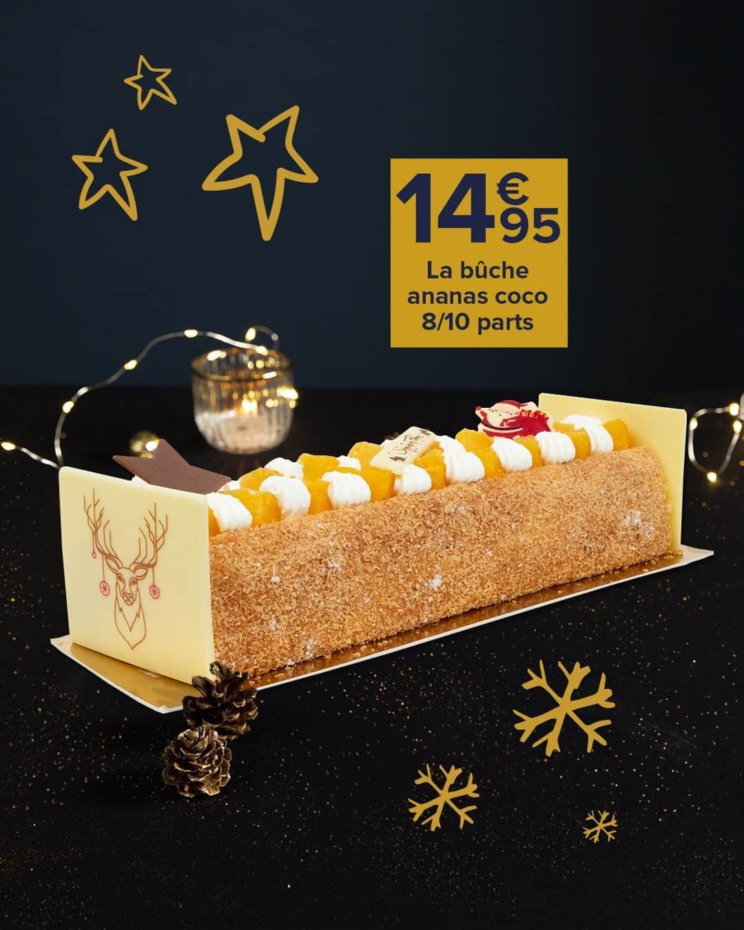 Carrefour Franceさんのインスタグラム写真 - (Carrefour FranceInstagram)「On vous présente aujourd’hui la bûche ananas coco faite par notre pâtissier Joël. 👨‍🍳  Une bûche 8/10 parts pour seulement 14,95 €, parfaite pour vos fêtes de Noël. 🎄  #buche #ananas #coco #christmas #actforfood #food」12月13日 22時00分 - carrefourfrance