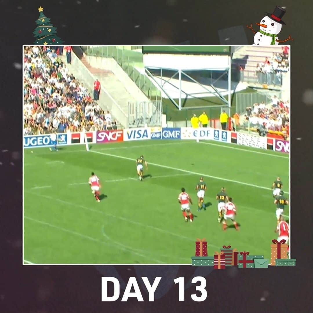 のインスタグラム：「🚀 Reach for the sky  🙌 @officialtongarugby no. 1️⃣3️⃣ Suka Hufanga leapt highest to score this exquisite try v @bokrugby at #RWC2007  👌 That cross-field kick from Pierre Hola」