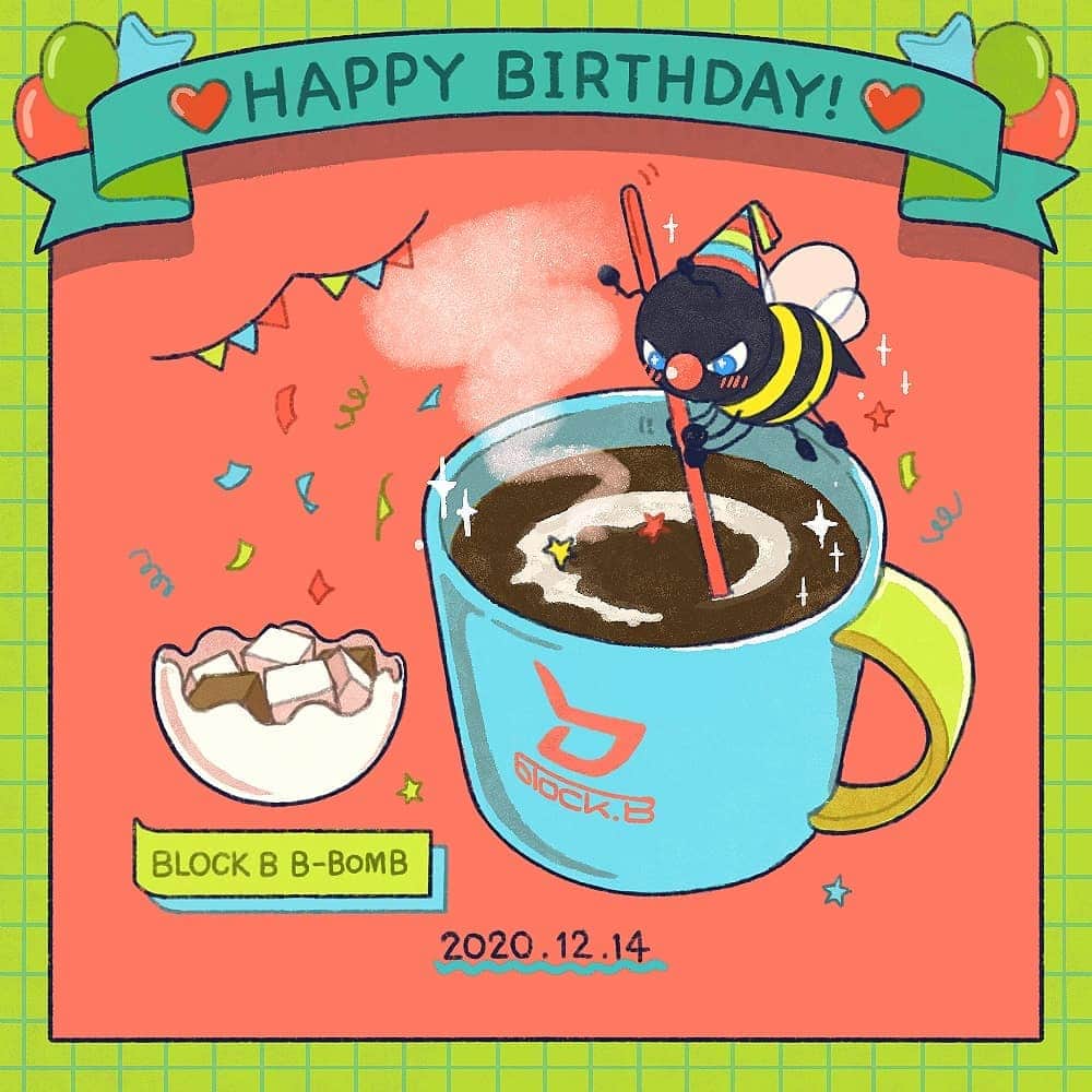 Block Bのインスタグラム：「[🎂] HAPPY BIRTHDAY B-BOMB🥳﻿﻿ ﻿﻿ ビボム兄ちゃんお誕生日おめでとうだBee～🎁🎉﻿﻿ ﻿﻿ #블락비 #BLOCKB﻿﻿ #비범 #BBOMB﻿ #ビボム﻿ #happybbombday」