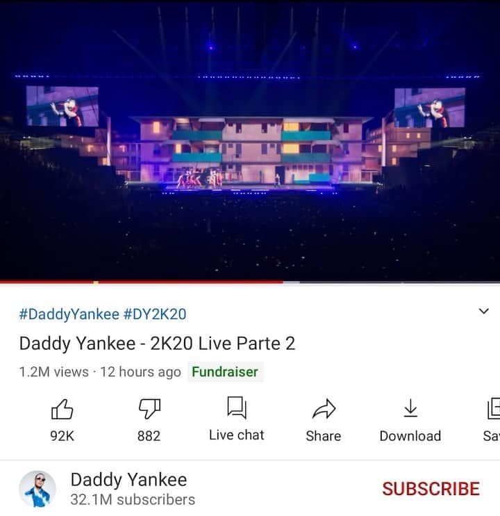 のインスタグラム：「Llevamos a Villa Kennedy al Choli. Vayan a mi canal de @youtube y díganme cuál fue su parte favorita del concierto de anoche? #dy2k20 Parte 2 . Me gusta mucho esta, por que son las Raices del género que hoy tanto disfrutamos. Let’s GO 🔥 #Daddyyankee #Live los Leo 👇🏼」