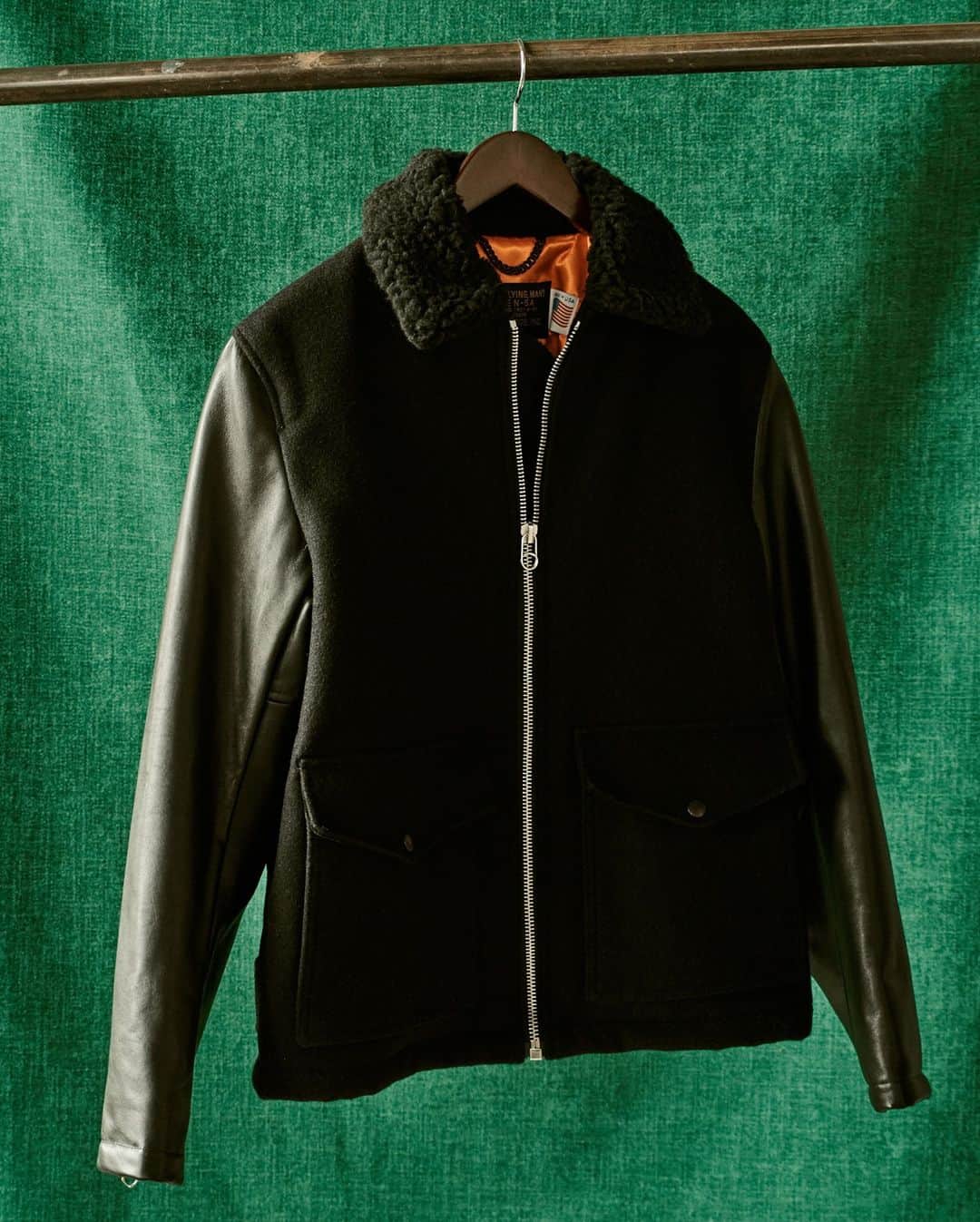 ラグ&ボーンのインスタグラム：「Give the gift of one of a kind, made in USA pieces to last forever. In collaboration with Schott NYC, this city-inspired varsity jacket is slightly oversized and cut from 100% wool with leather details, plus a shearling collar for added warmth.」