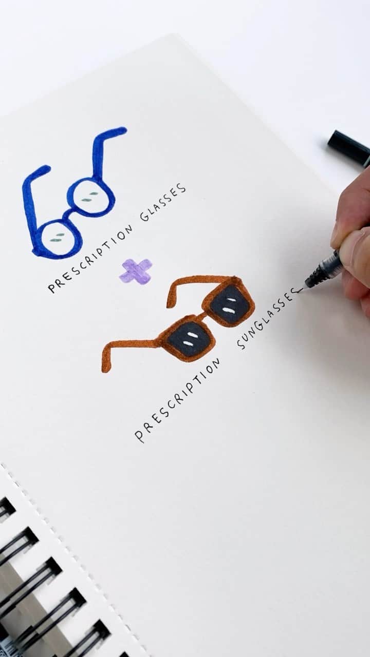 Warby Parkerのインスタグラム：「👓➕🕶=🤓 Order multiple pairs of prescription eyeglasses or sunglasses—including frames with progressive and blue-light-filtering lenses—and get 15% off. Plus, if you have vision benefits (or an HSA or FSA), chances are you’ll be able to save even more! (Additional restrictions apply. ✍️ by @or.jpg.)」