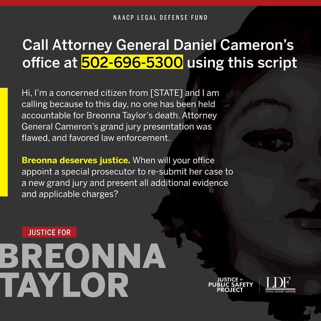 ルピタ・ニョンゴさんのインスタグラム写真 - (ルピタ・ニョンゴInstagram)「Nine months after #BreonnaTaylor was killed, no one has been held accountable and we continue to call for #JusticeForBreonnaTaylor. A recent report from @NAACP_LDF show that the grand jury proceedings were flawed. Instead of providing the grand jury with all relevant evidence, the Attorney General’s office tailored its presentation to protect law enforcement. This is not justice. Make your voice heard by Attorney General Daniel Cameron and urge him to assign a Special Prosecutor and call a new grand jury.   Call: (502) 564-2611 Send an Email: https://is.gd/justiceBT (in my Story)」12月14日 2時13分 - lupitanyongo