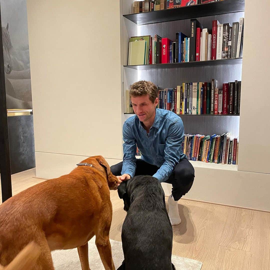トーマス・ミュラーのインスタグラム：「Family doesn’t care about yesterday’s result - especially our dogs 🐶🥰 #mickyundmurmel #mentaltrecovery #lookingforward #family #bleibtsgsund」