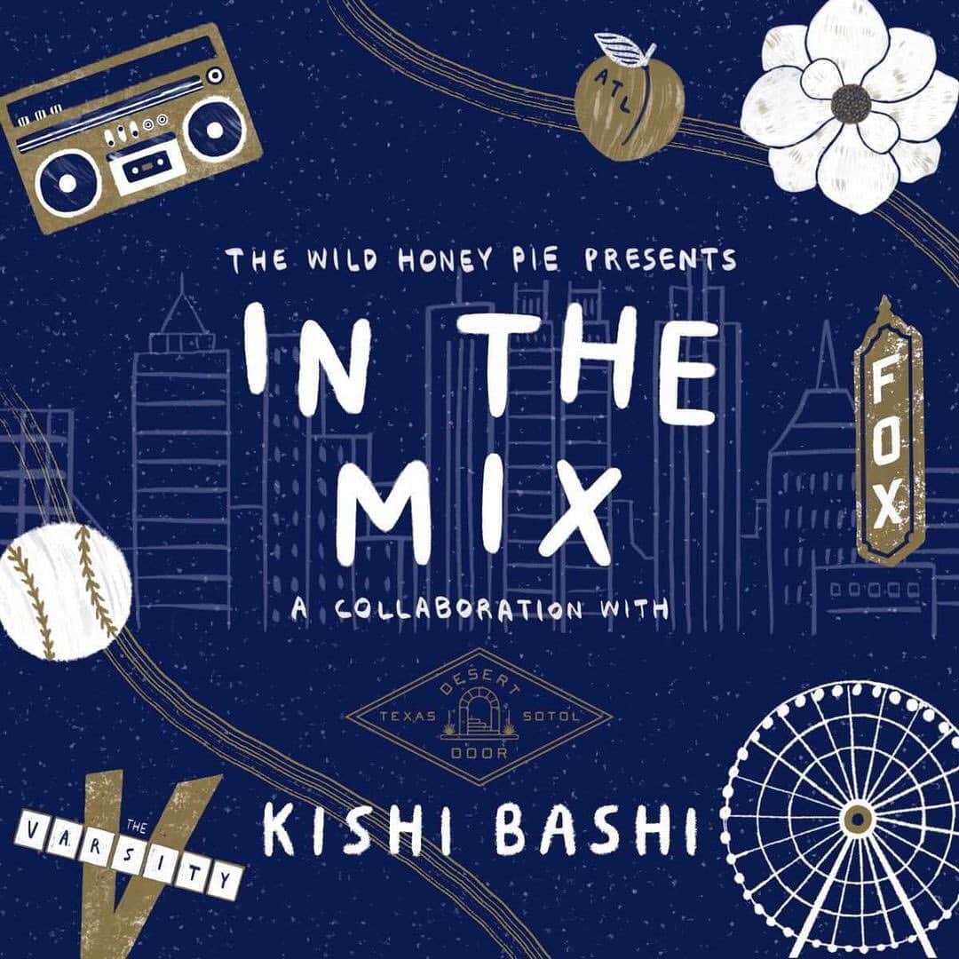 Kishi Bashiのインスタグラム：「Tonight is the last night to enjoy #InTheMix restaurant week at @talatmarketatl! Try my Sotol @desertdoor cocktail “Senoran Secret,” and sign up at @thewildhoneypie to win free vinyl and access my Georgia-inspired playlist. Cool design by @zetgold. (Link in my story!)」