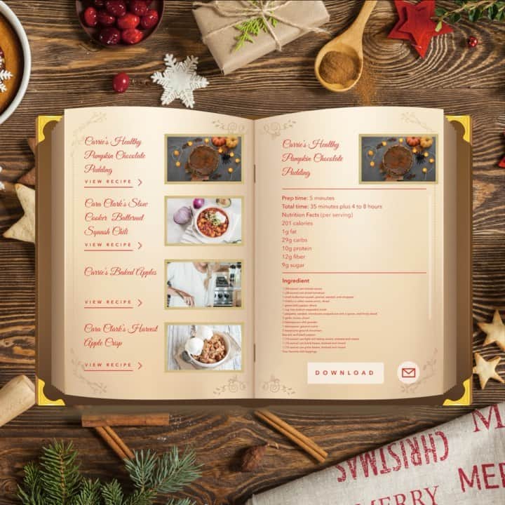 のインスタグラム：「If you’re looking for a new recipe for your holiday menu, Carrie’s #FindYourPath book has some great options and you can try a few now in her #WinterWonderland! Be sure to share a pic of the finished product! *link in bio -TeamCU」