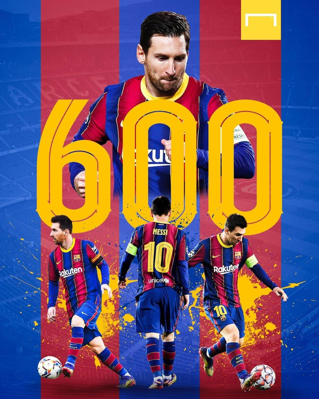 のインスタグラム：「. ＼ 🔵 背番号 🔟 で 6️⃣ 0️⃣ 0️⃣ ゴール目！🔴 ／ #メッシ がレバンテ戦で #バルセロナ の10番として600得点目を記録した（通算では642得点）⚽️ . #soccer #football #laliga #barcelona #lionelmessi #messi #サッカー #フットボール #ラリーガ #⚽」