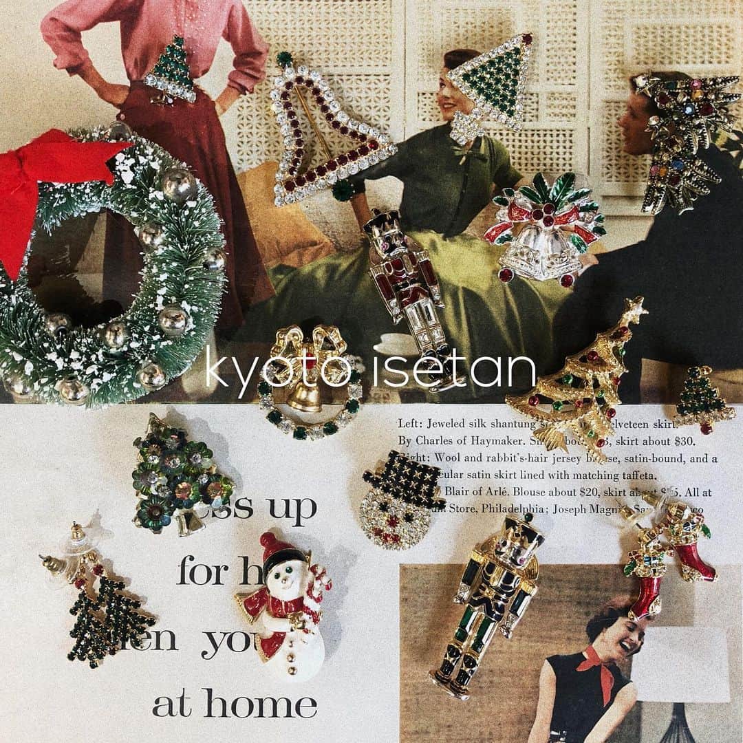 NUTTY Vintage&Collectibleのインスタグラム：「ジェイアール京都伊勢丹 《ワンダフルマルシェ〜京都蚤の市〜》  ＊＊いよいよ明後日からスタート！＊＊  ワンダフルマルシェにお持ちする 選りすぐりのヴィンテージアイテムを 本日よりご紹介いたします🎄  ┈┈┈┈┈┈┈┈┈┈┈┈┈┈┈┈┈ NEW ARRIVAL ┈┈┈┈┈┈┈┈┈┈┈┈┈┈┈┈┈ ☑︎vtg christmas motif jewelry  ⚠️こちらのアイテムは会期終了まで通販は承っておりません⚠️  《ワンダフルマルシェ〜京都蚤の市〜》 @wonderfulmarche  【会期】 12/16(wed)~12/24(thu) 場所：ジェイアール京都伊勢丹10階 催物場 時間：10:00~20:00 最終日は18時まで」