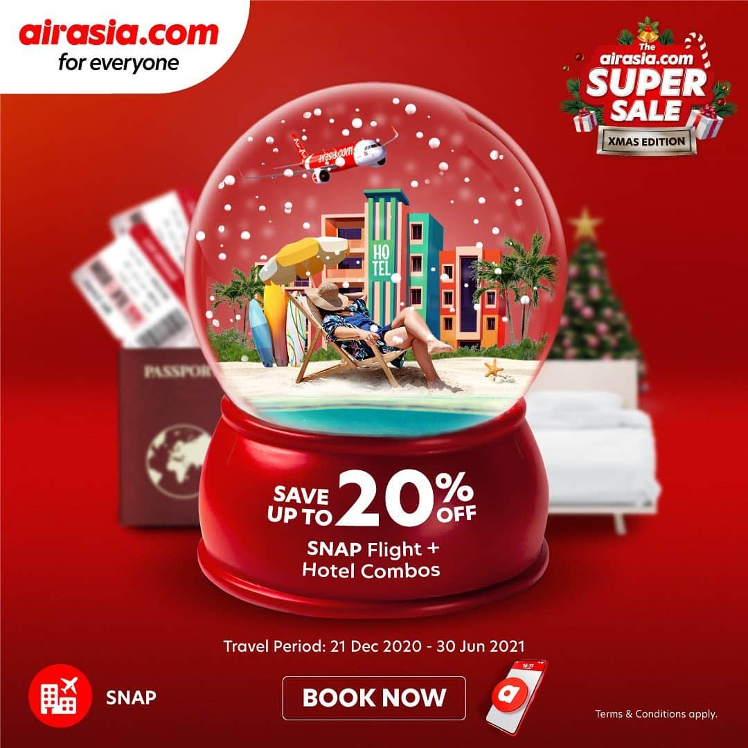 エアアジアさんのインスタグラム写真 - (エアアジアInstagram)「May your Christmas be merry, bright and full of gifts! 🛍️🎁  Let the magic of Christmas manifest through our deals: up to 70% OFF across flights, food, SNAP, health, wifi, ikhlas, and so much more!   SWIPE LEFT TO CHECK OUR DEALS or head over to the link in our bio!  Promo Period: 14-20 Dec 2020. T&C apply.  VISA Card holders enjoy RM10* OFF.  *Promo is applicable with minimum spend of RM100 for Flights, SNAP and Hotels. Promotion shall not be applicable to bookings made under My Bookings on airasia.com. __________ Cover photo by @malaysianaviation」12月14日 14時15分 - airasiasuperapp