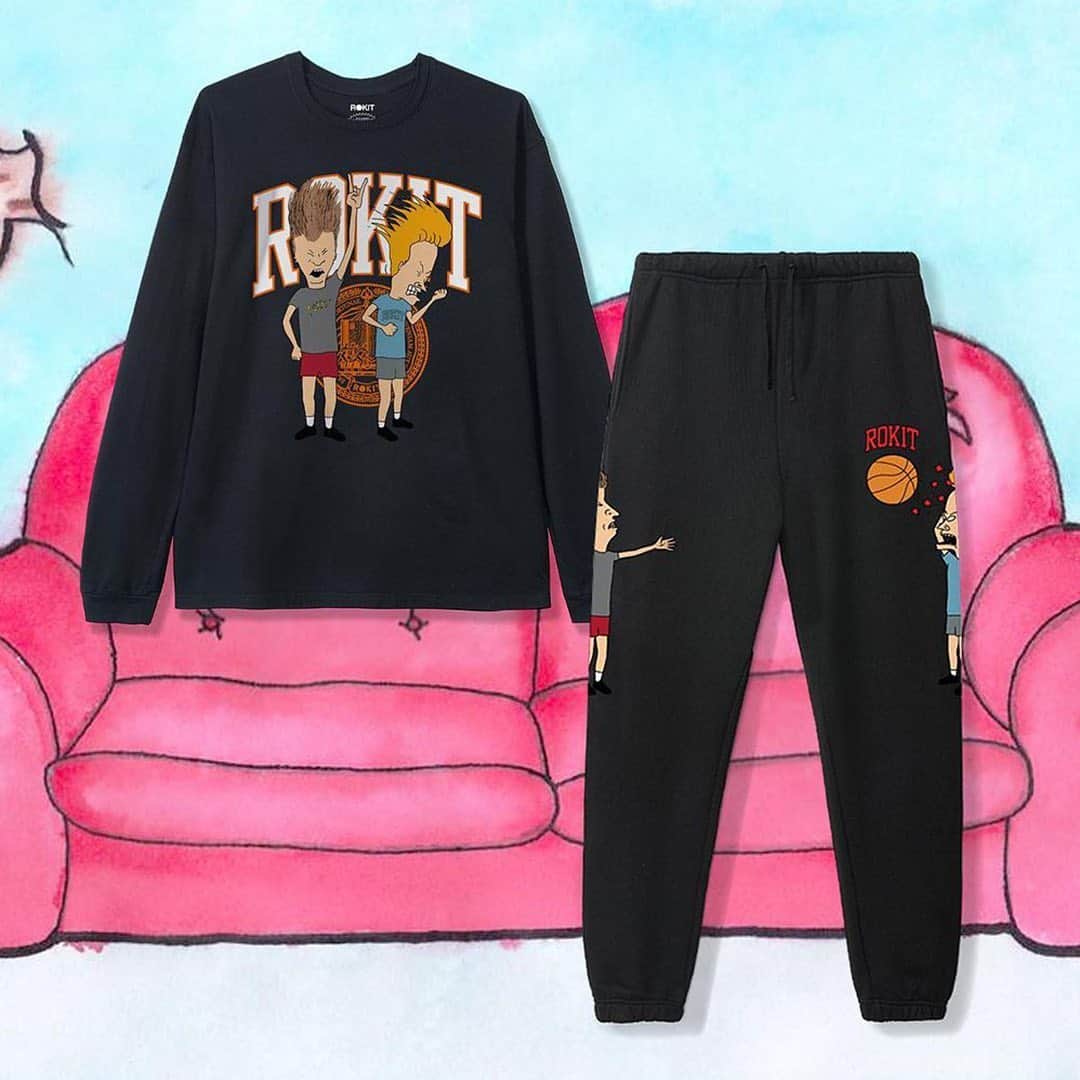 HYPEBEASTさんのインスタグラム写真 - (HYPEBEASTInstagram)「@hypebeaststyle: @rokit.one and cartoon series ‘Beavis and Butt-Head’ have served up a new apparel collaboration that chains together nostalgic 90s skate era elements with streetwear fashion. The set includes graphic-heavy items such as a duo of hooded sweatshirts, a long-sleeve t-shirt, a trucker hat, a basketball jersey, and a pair of fleece sweatpants. Pick up your favorite piece now from ROKIT’s website.⁠⠀ Photo: ROKIT」12月14日 16時11分 - hypebeast