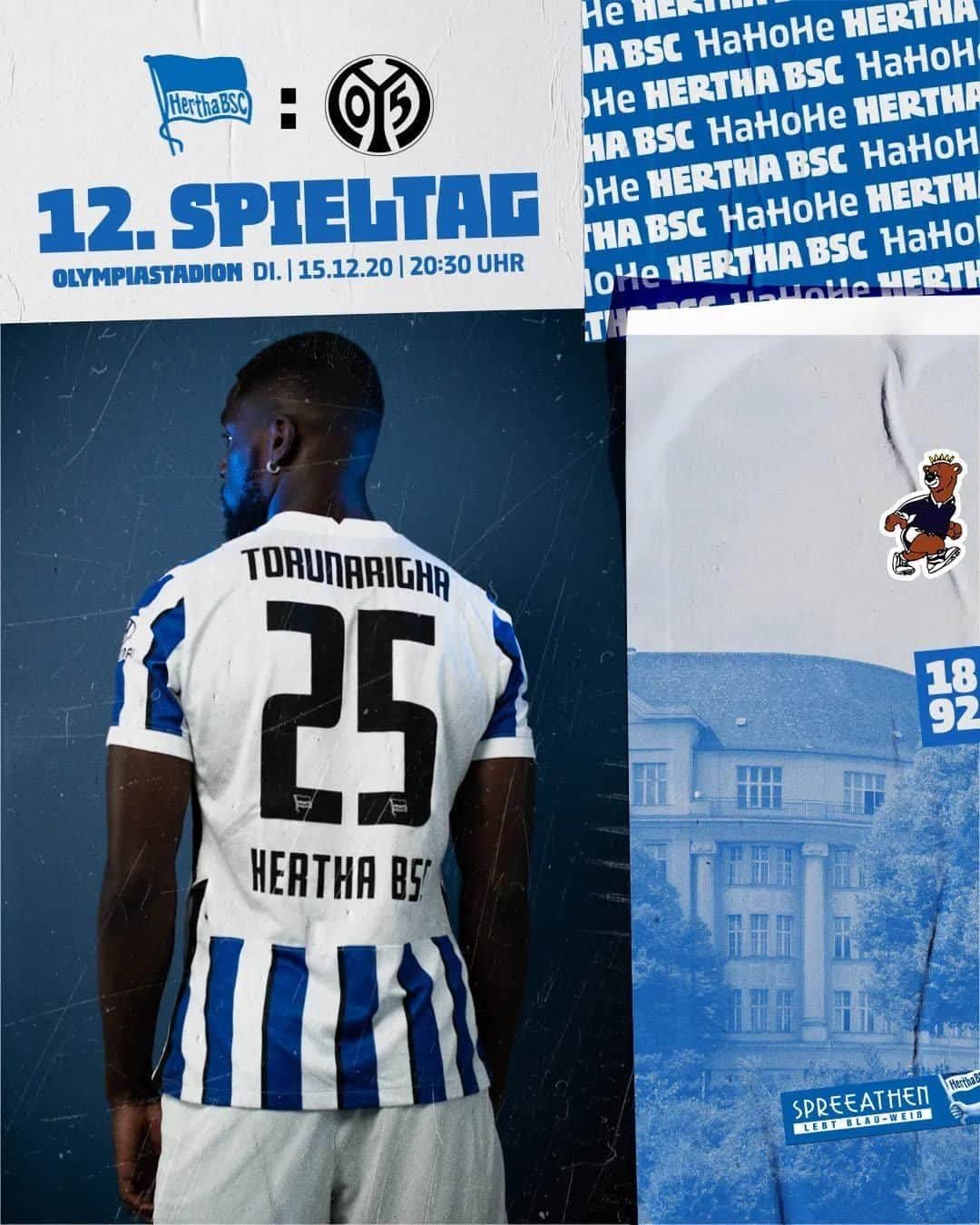 ヘルタ・ベルリンのインスタグラム：「Unsere #MondayMotivation: der nächste Spieltach! 😍🤩 Denn am Dienstagabend geht's schon wieder weiter! 🔥  #BSCM05 #HaHoHe #herthabsc」