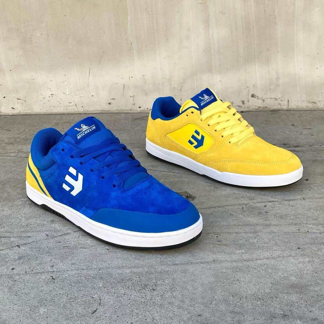 のインスタグラム：「ETNIES から MICHELINとのリミテッドカラーウェイモデルが入荷👀 チームモデルの “VEER” と、”MARANA” モデルになります。タイヤブランド MICHELIN の技術をアウトソールに起用し、高いグリップ力と耐久性を実現したスケートシューズです💪🏻  @etniesskateboarding #etnies #skateboard #skateboarding #skater #カリフォルニアストリート #スケーター #カリスト #スケートボード #スケボー #スケーター #californiastreet #calst」