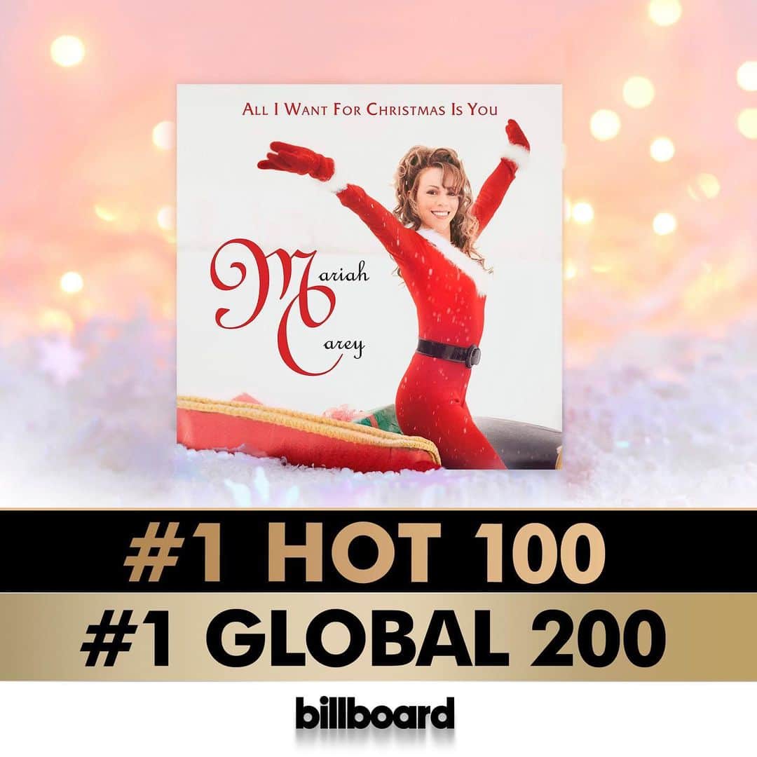 マライア・キャリーのインスタグラム：「WOW! 🤯🥳🤩🥰😇 I truly wasn't expecting this at all!! Eternally grateful for the enduring success of this song. "I don't want a lot for Christmas..." just wishing for a bit more JOY and some holiday spirit for all, especially this year. Merry Christmas! Love, MC🎄❄️❤️☮️」